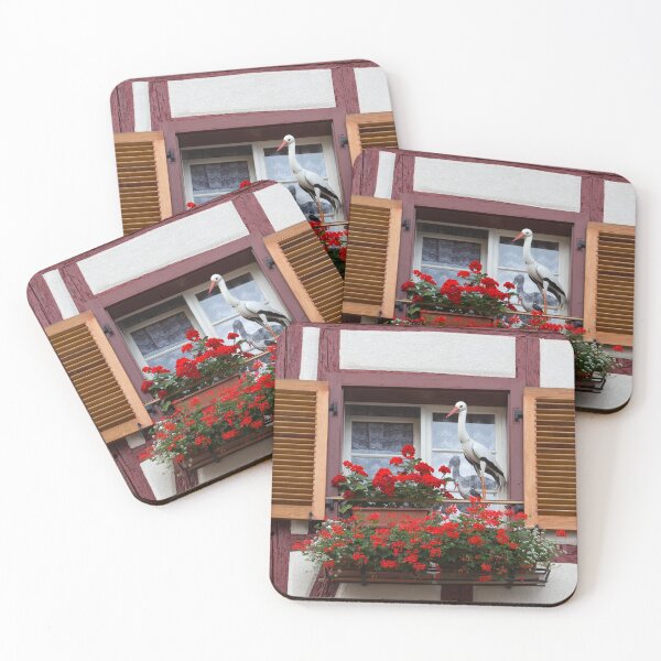 Item preview, Window with Stork Ornaments and Geraniums designed and sold by Yair Karelic.