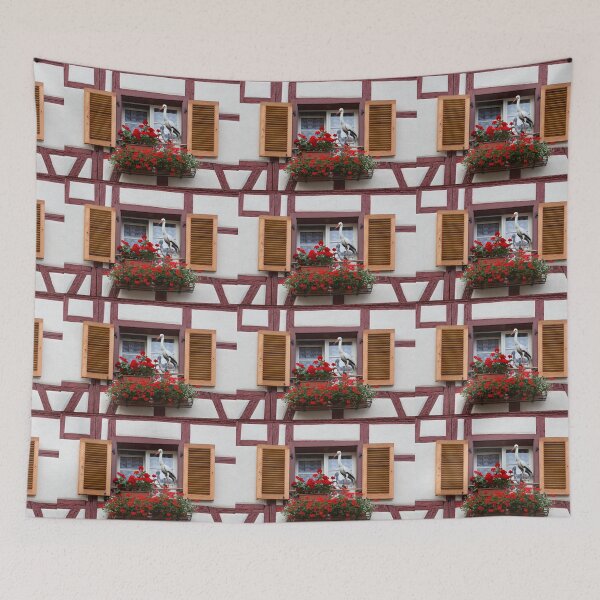 Item preview, Window with Stork Ornaments and Geraniums designed and sold by Yair Karelic.