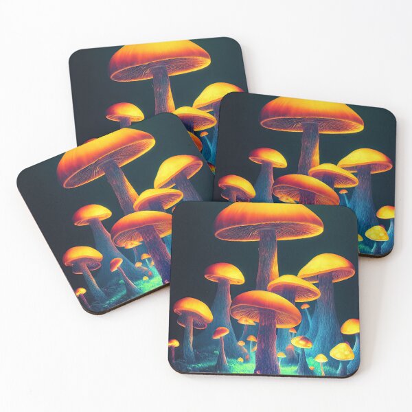 Item preview, Mushroom mystical enchanted forest in neon lights designed and sold by mrlongfield.