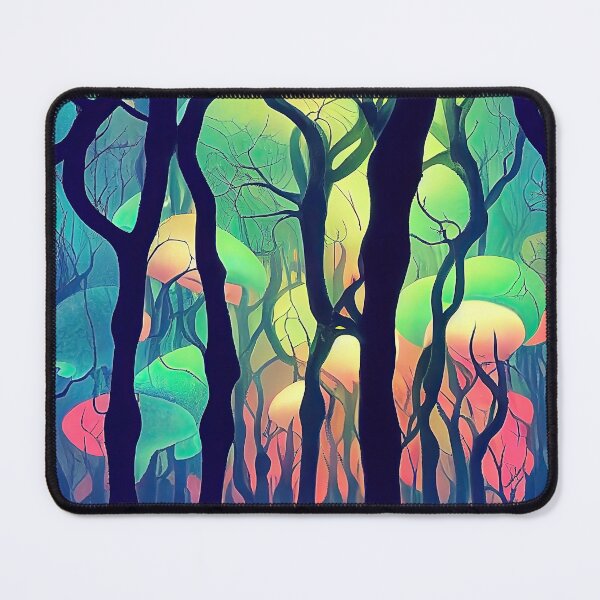 Item preview, Mushroom mystical enchanted forest in neon lights designed and sold by mrlongfield.