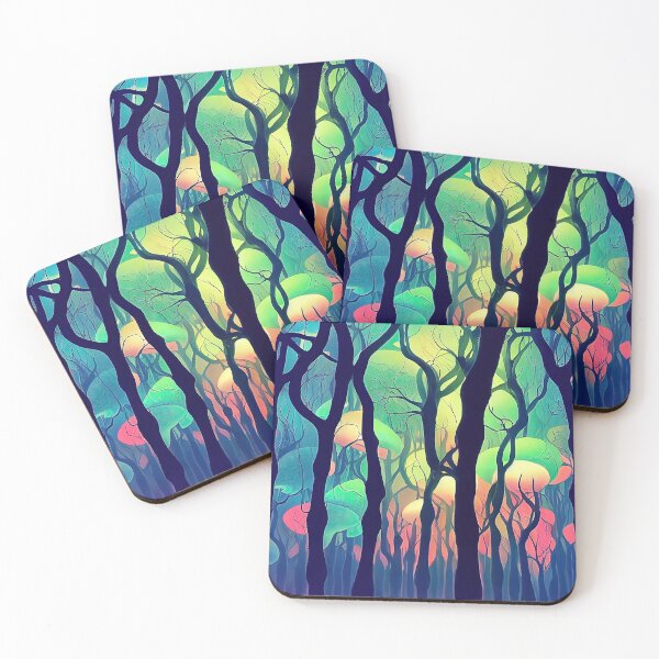 Item preview, Mushroom mystical enchanted forest in neon lights designed and sold by mrlongfield.