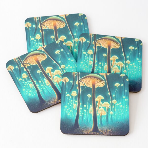 Item preview, Mushroom mystical enchanted forest in neon lights designed and sold by mrlongfield.