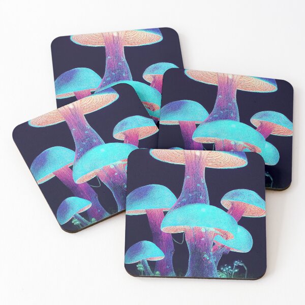 Item preview, Mushroom mystical enchanted forest in neon lights designed and sold by mrlongfield.