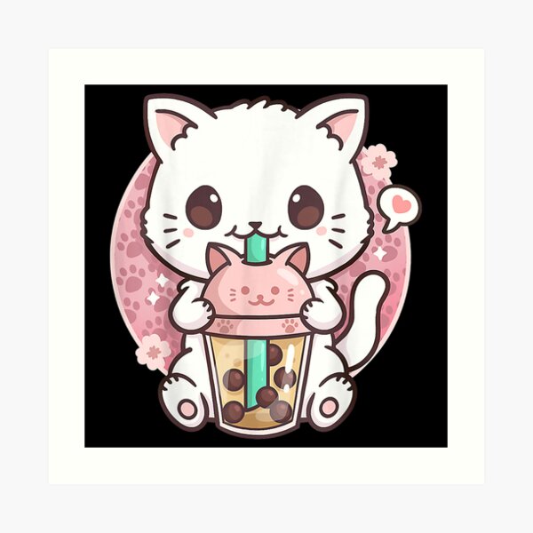 Cat Boba Tea Bubble Tea Anime Kawaii Neko T Girls Ns Art Print For