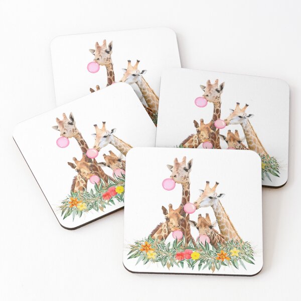 Item preview, Giraffe Pink Bubblegum Squad Cute Animal Watercolor Art Bundle Pack 2 designed and sold by Cawaiico.