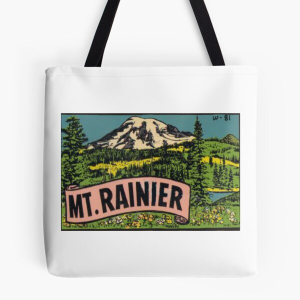Item preview, Retro Mount Rainier Vintage Travel Decal Washington USA designed and sold by MeLikeyTees.