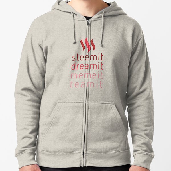 Steemit.com - Dream it, Meme It, Team it - Steemit! (Red) Zipped Hoodie