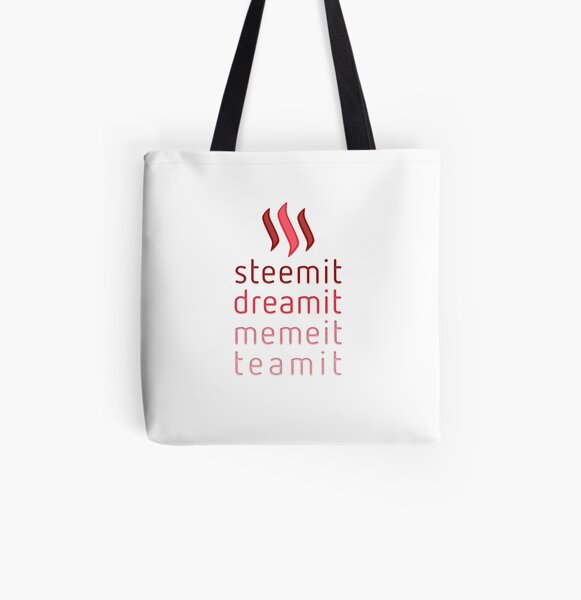 Steemit.com - Dream it, Meme It, Team it - Steemit! (Red) All Over Print Tote Bag
