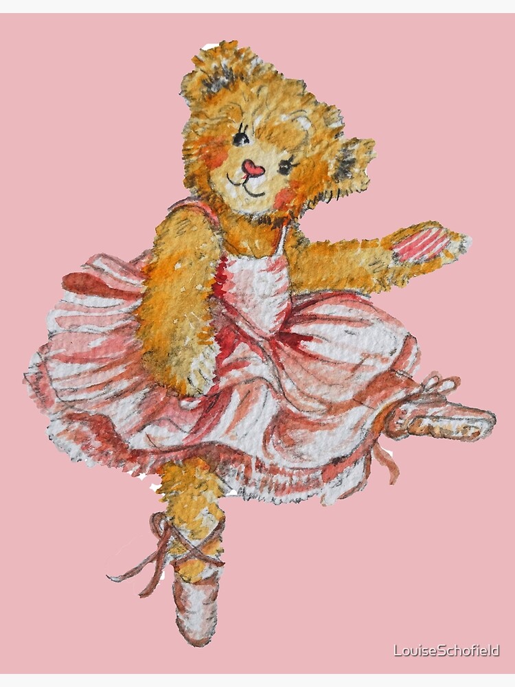 "Let's Dance, Pink Ballerina Teddy Bear" Poster by LouiseSchofield