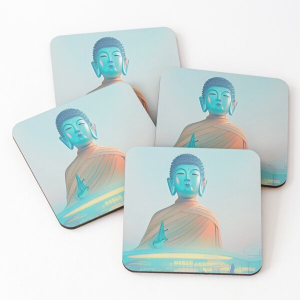 Item preview, 90s Nostalgia Retro Vaporwave buddha Fantasy Futuristic Retro Landscape Illustration designed and sold by S Y N T H R E A L M.
