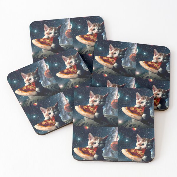 Item preview, Cute Space Kitty Eating Pizza Sticker designed and sold by ScorchMyShorts.