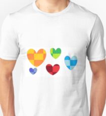 Checkered mult-color hearts Unisex T-Shirt