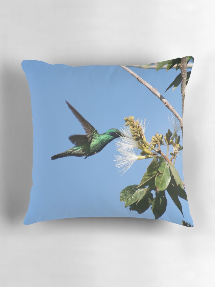 Thumbnail 3 of 4, Pillow, Hummingbird Pollinating Guaba Tree designed and sold by rhamm.