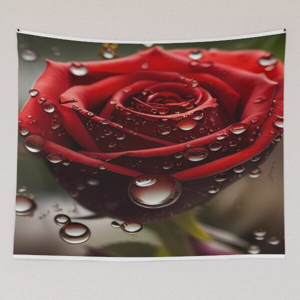 Item preview, Red Rose With Raindrops, Macro Background, Close-up designed and sold by Unwind-Art-Work.