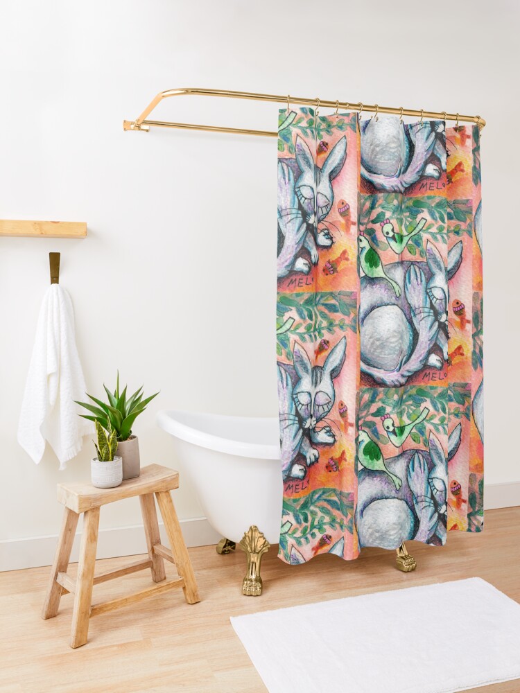 Alternate view of Sleepy Cat Shower Curtain