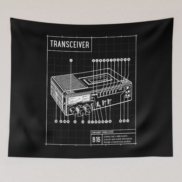 Item preview, Ham Radio Transceiver Schematics White On Black designed and sold by OldCamp.