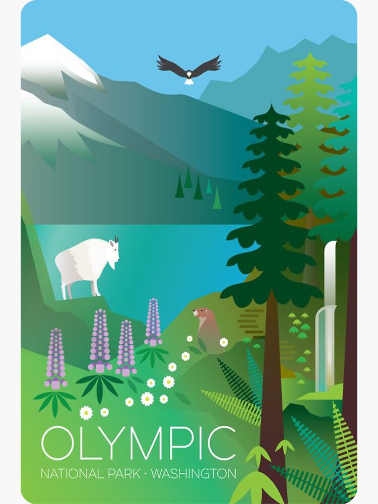 Olympic National Park Washington, USA Scenic Travel Decal by MeLikeyTees