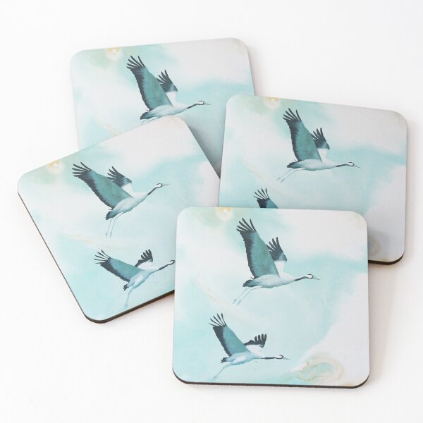 Item preview, Flying cranes on a turquoise background designed and sold by JoannaPol.