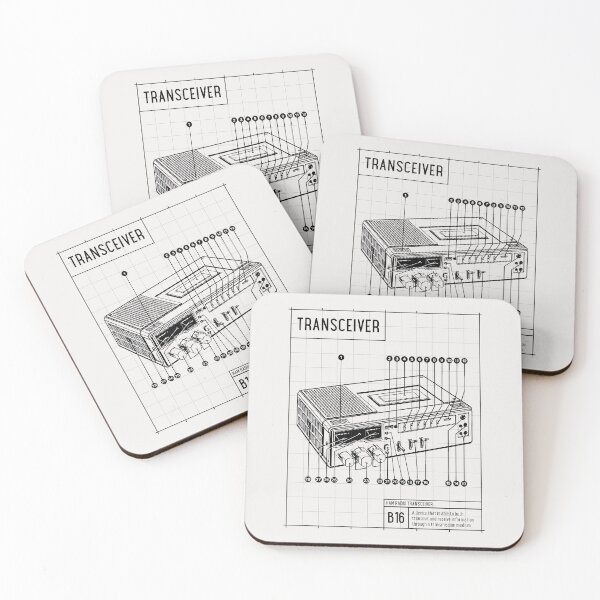 Item preview, Ham Radio Transceiver Schematics Black On White Background designed and sold by OldCamp.