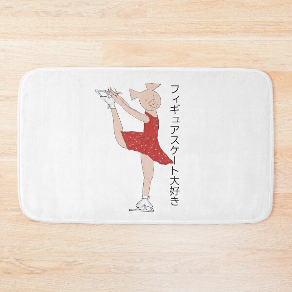 Item preview, I love Figure Skating, charming pink pig ice skater, red. Japanese writing, figure skater designed and sold by PiggingJapan.
