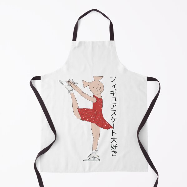 Item preview, I love Figure Skating, charming pink pig ice skater, red. Japanese writing, figure skater designed and sold by PiggingJapan.