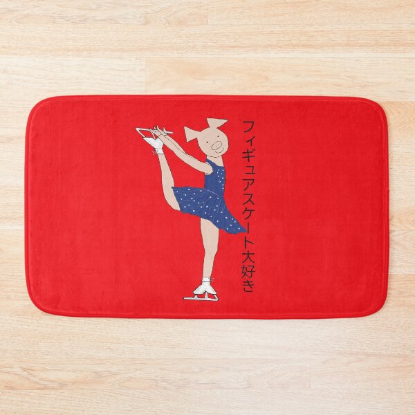 Item preview, I love Figure Skating, charming pink pig ice skater, red. Japanese writing, figure skater designed and sold by PiggingJapan.
