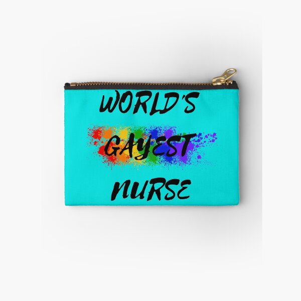Item preview, World's Gayest Nurse LGBT Joke With Rainbow Colors In Cyan designed and sold by LuckyKermit.