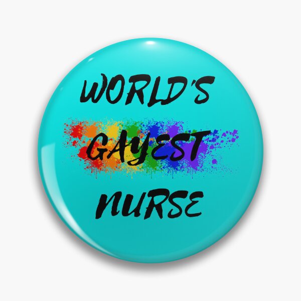 Item preview, World's Gayest Nurse LGBT Joke With Rainbow Colors In Cyan designed and sold by LuckyKermit.