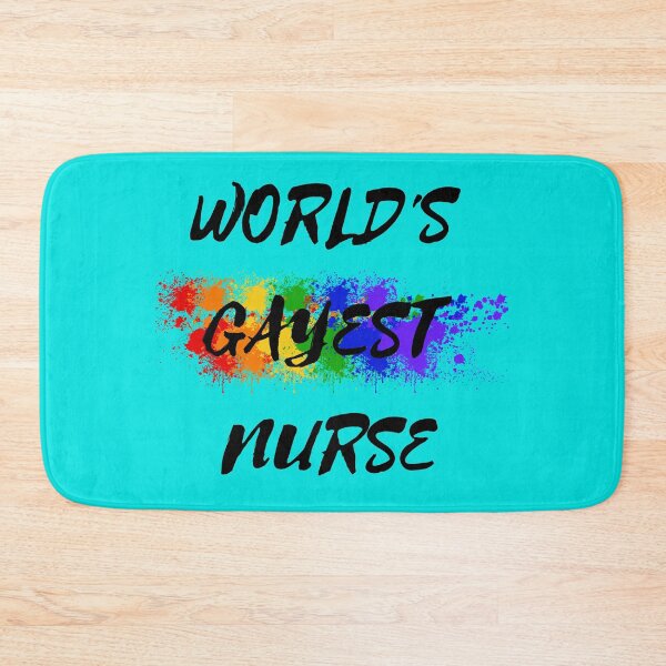 Item preview, World's Gayest Nurse LGBT Joke With Rainbow Colors In Cyan designed and sold by LuckyKermit.