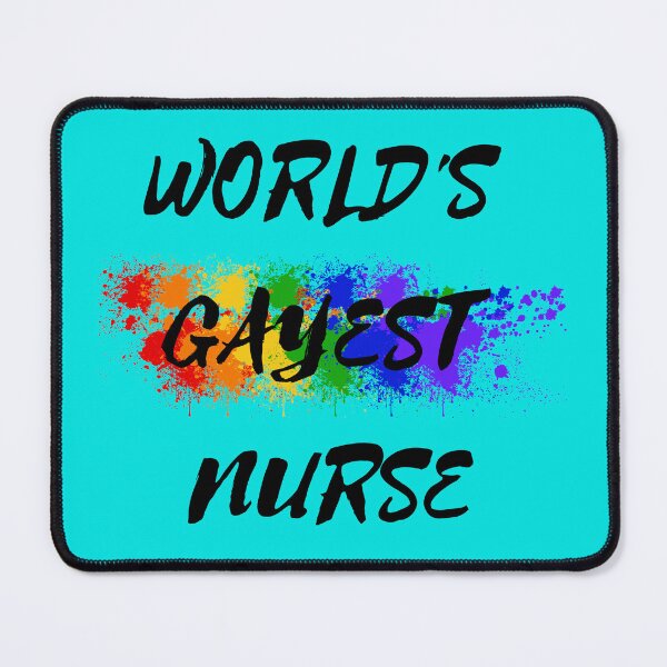 Item preview, World's Gayest Nurse LGBT Joke With Rainbow Colors In Cyan designed and sold by LuckyKermit.