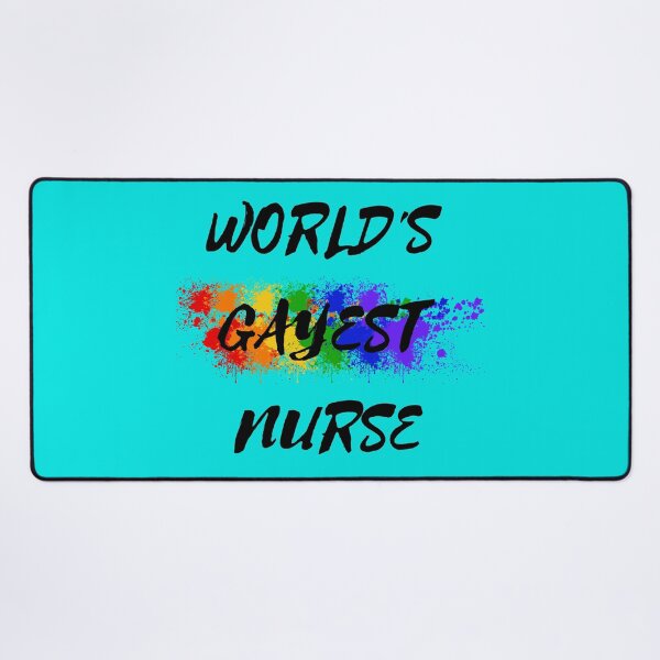 Item preview, World's Gayest Nurse LGBT Joke With Rainbow Colors In Cyan designed and sold by LuckyKermit.
