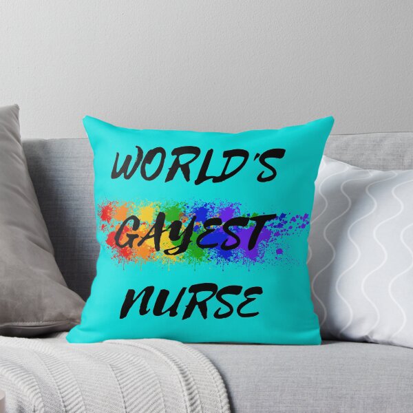 Item preview, World's Gayest Nurse LGBT Joke With Rainbow Colors In Cyan designed and sold by LuckyKermit.