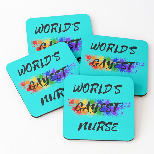 Item preview, World's Gayest Nurse LGBT Joke With Rainbow Colors In Cyan designed and sold by LuckyKermit.