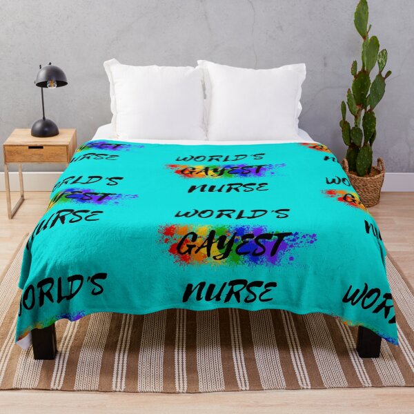 Item preview, World's Gayest Nurse LGBT Joke With Rainbow Colors In Cyan designed and sold by LuckyKermit.