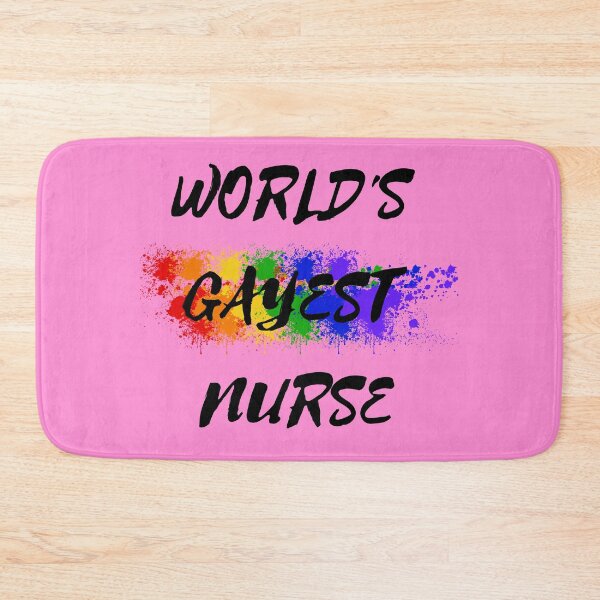 Item preview, World's Gayest Nurse LGBT Joke With Rainbow Colors In Pink designed and sold by LuckyKermit.