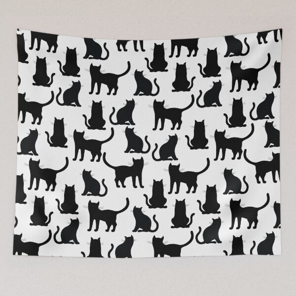 Item preview, Black cat seamless pattern designed and sold by ketkidesign.
