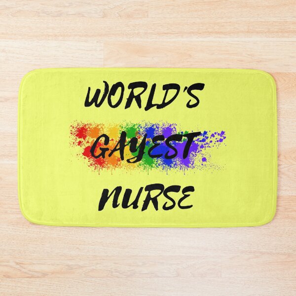 Item preview, World's Gayest Nurse LGBT Joke With Rainbow Colors In Yellow designed and sold by LuckyKermit.