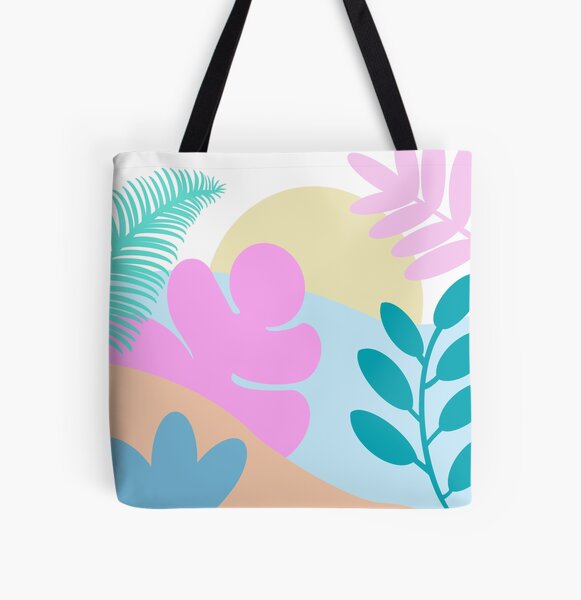 Abstract Flowers All Over Print Tote Bag