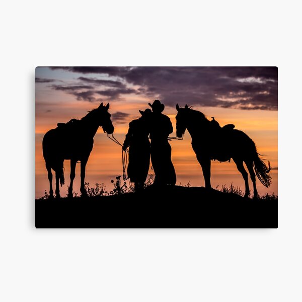 Cowboy, Cowgirl Sunset  Canvas Print