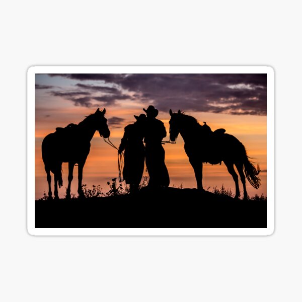 Cowboy, Cowgirl Sunset Sticker