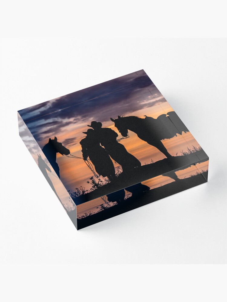 Alternate view of Cowboy, Cowgirl Sunset Acrylic Block
