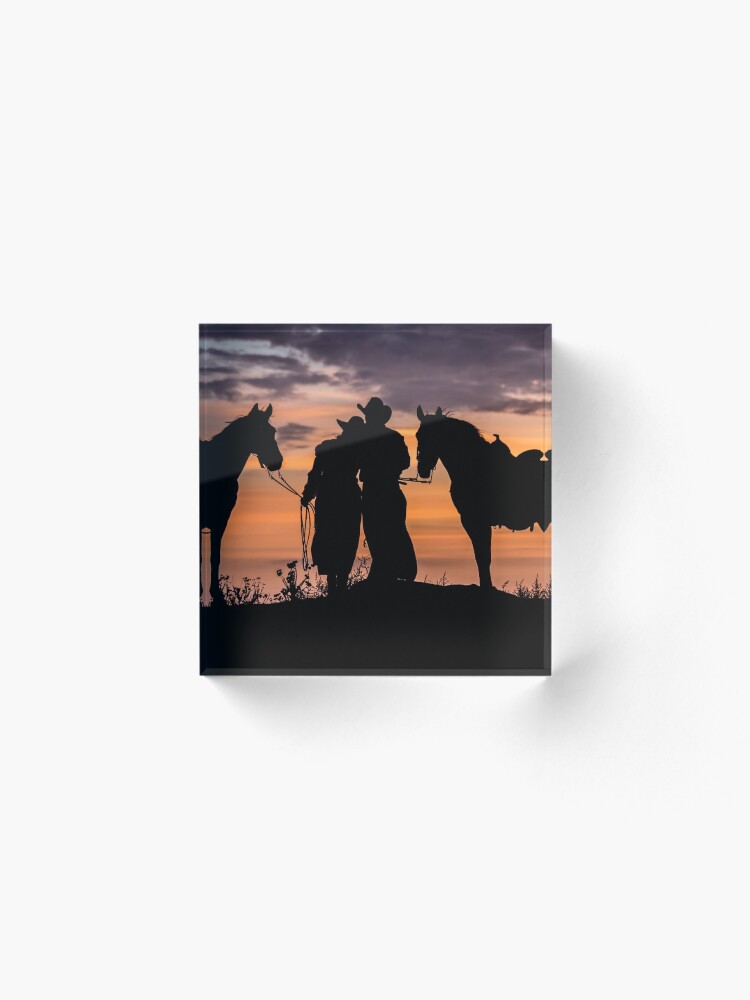 Alternate view of Cowboy, Cowgirl Sunset Acrylic Block