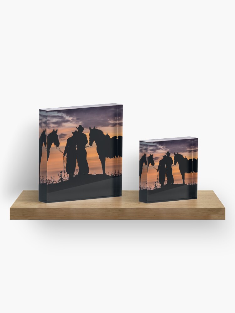 Alternate view of Cowboy, Cowgirl Sunset Acrylic Block