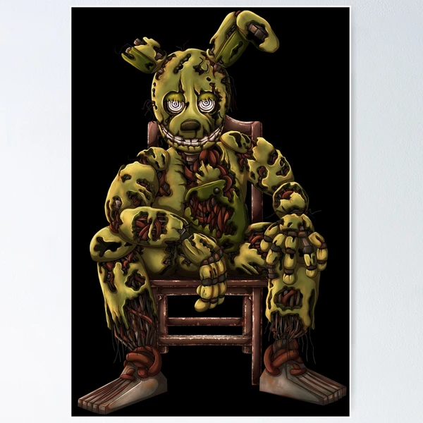 Springtrap sat in chair (white outline) Poster for Sale by DragonessAnim