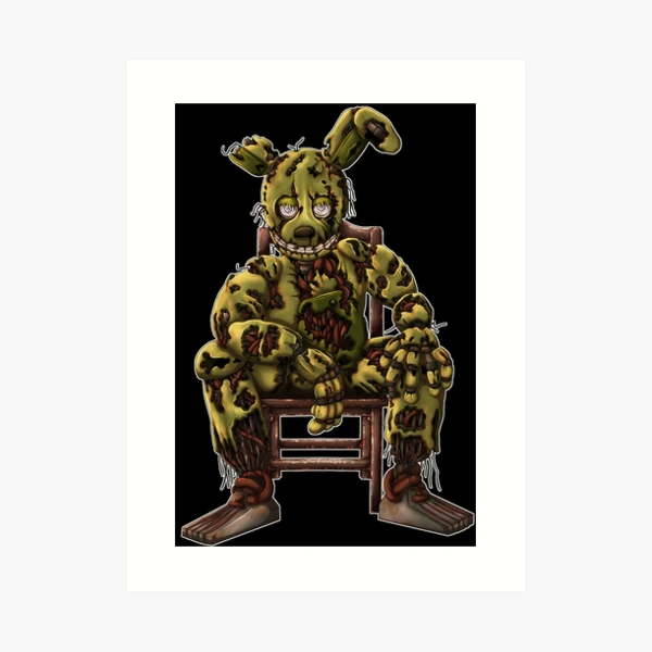 Springtrap sat in chair (white outline) Poster for Sale by DragonessAnim