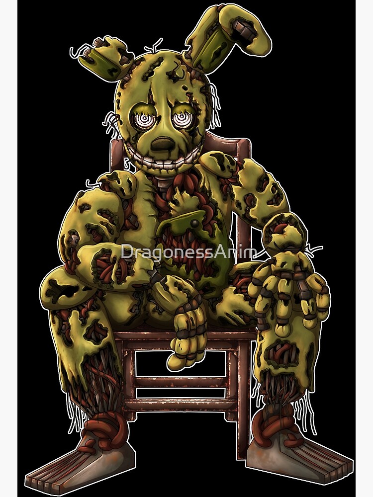 Springtrap sat in chair (white outline) Poster for Sale by DragonessAnim