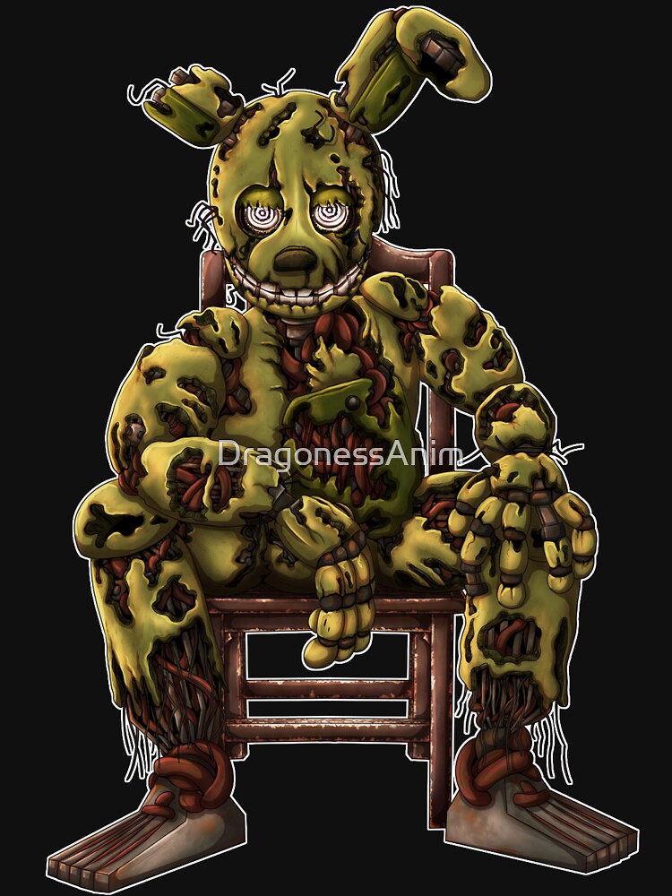 Springtrap sat in chair (white outline) Poster for Sale by DragonessAnim