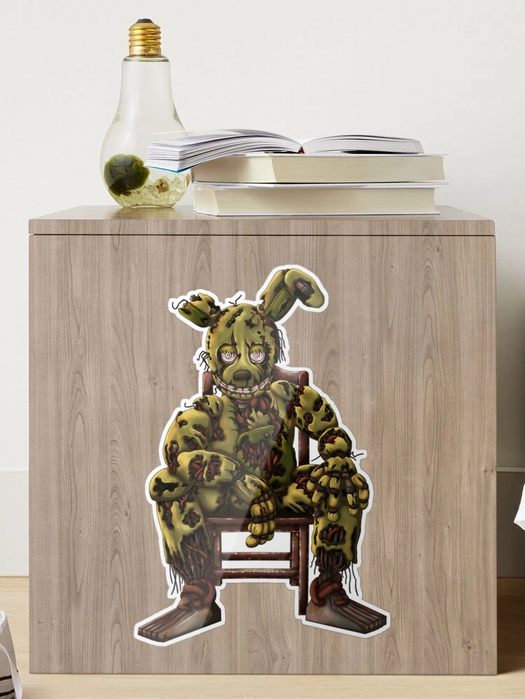 Springtrap sat in chair (white outline) Poster for Sale by DragonessAnim