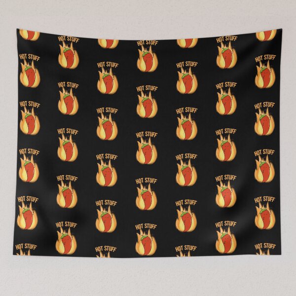 Item preview, Hot Stuff Funny Hot Chilli Pepper Puns (Dark BG) designed and sold by punnybone.