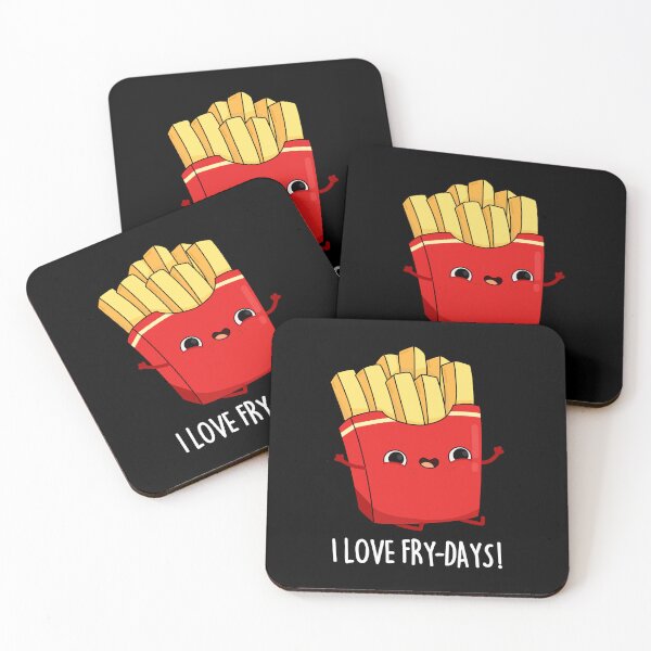 Item preview, I Love Fry-Days Funny French Fries Puns (Dark BG) designed and sold by punnybone.